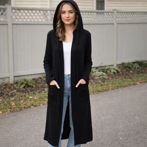 Bluenotes | Trendy Black Hooded Long Ribbed  Sweater /Cardigan  NWT